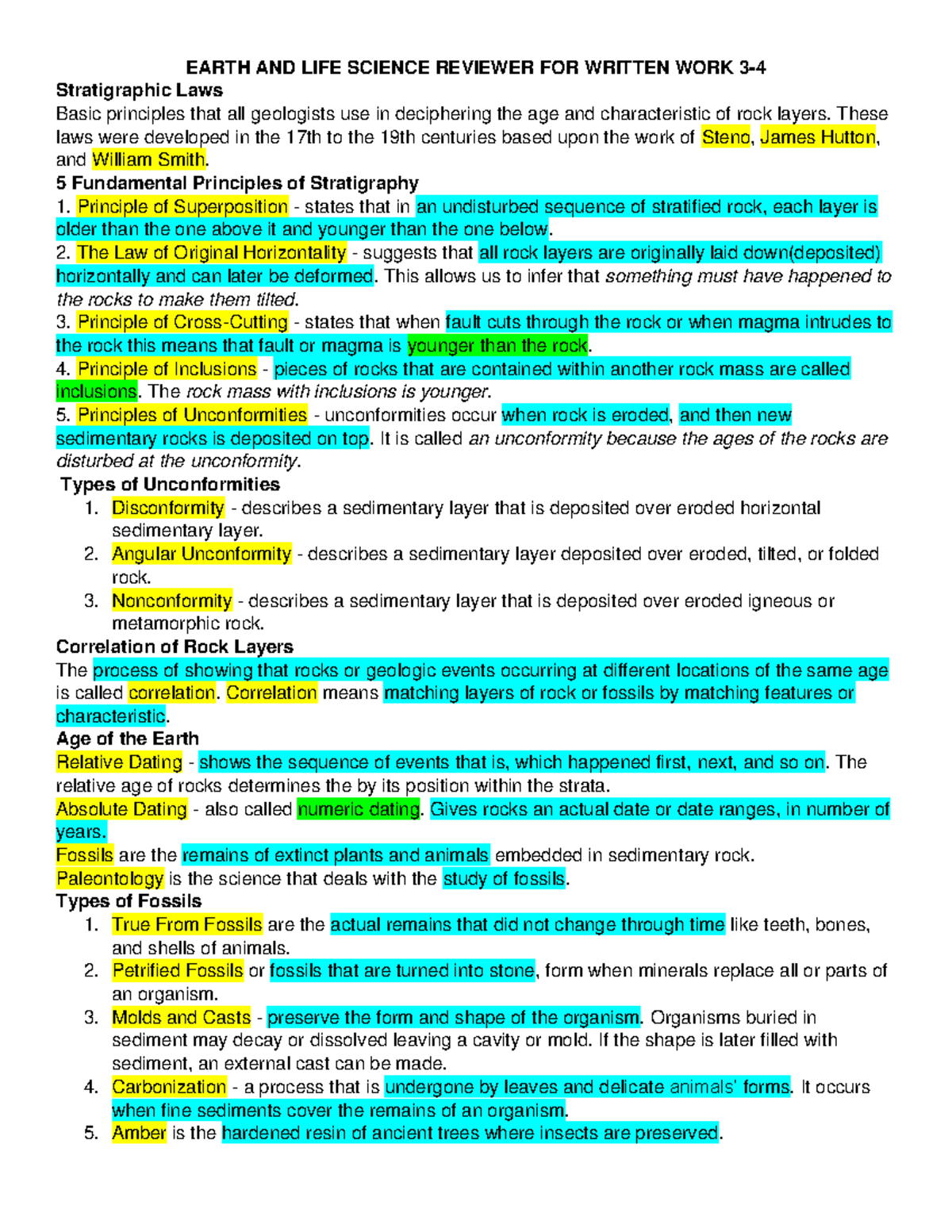 Earth AND LIFE Science Reviewer FOR Written WORK 3 4 - EARTH AND LIFE ...