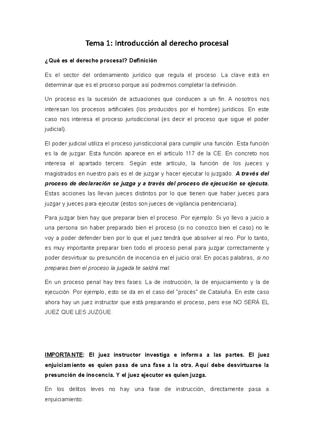 Tema 1 - Apuntes 1.- Derecho Procesal Penal - Tema 1: Introducción al ...