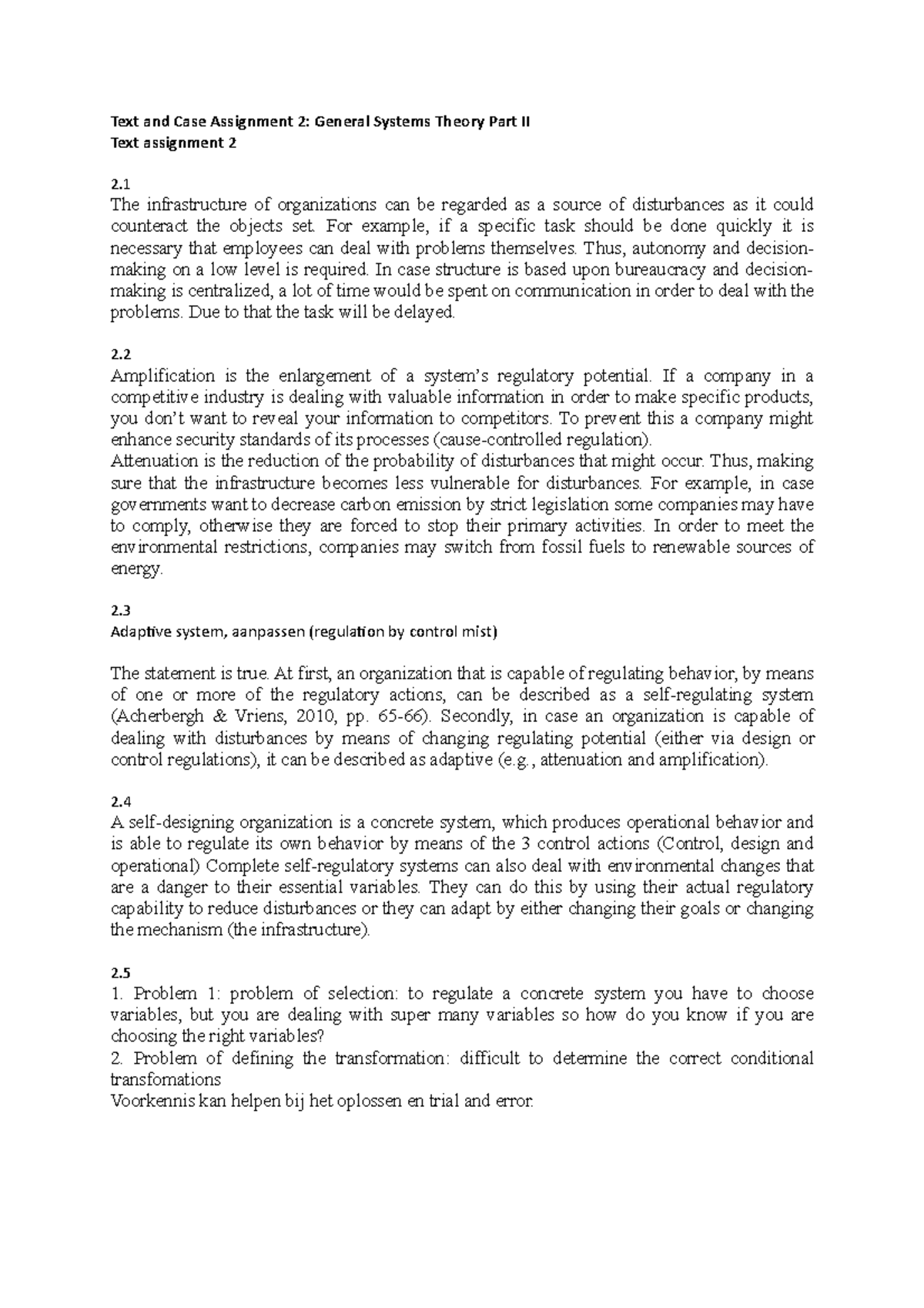 Text assignment 2 degelijk Systeem theorie Radboud Universiteit