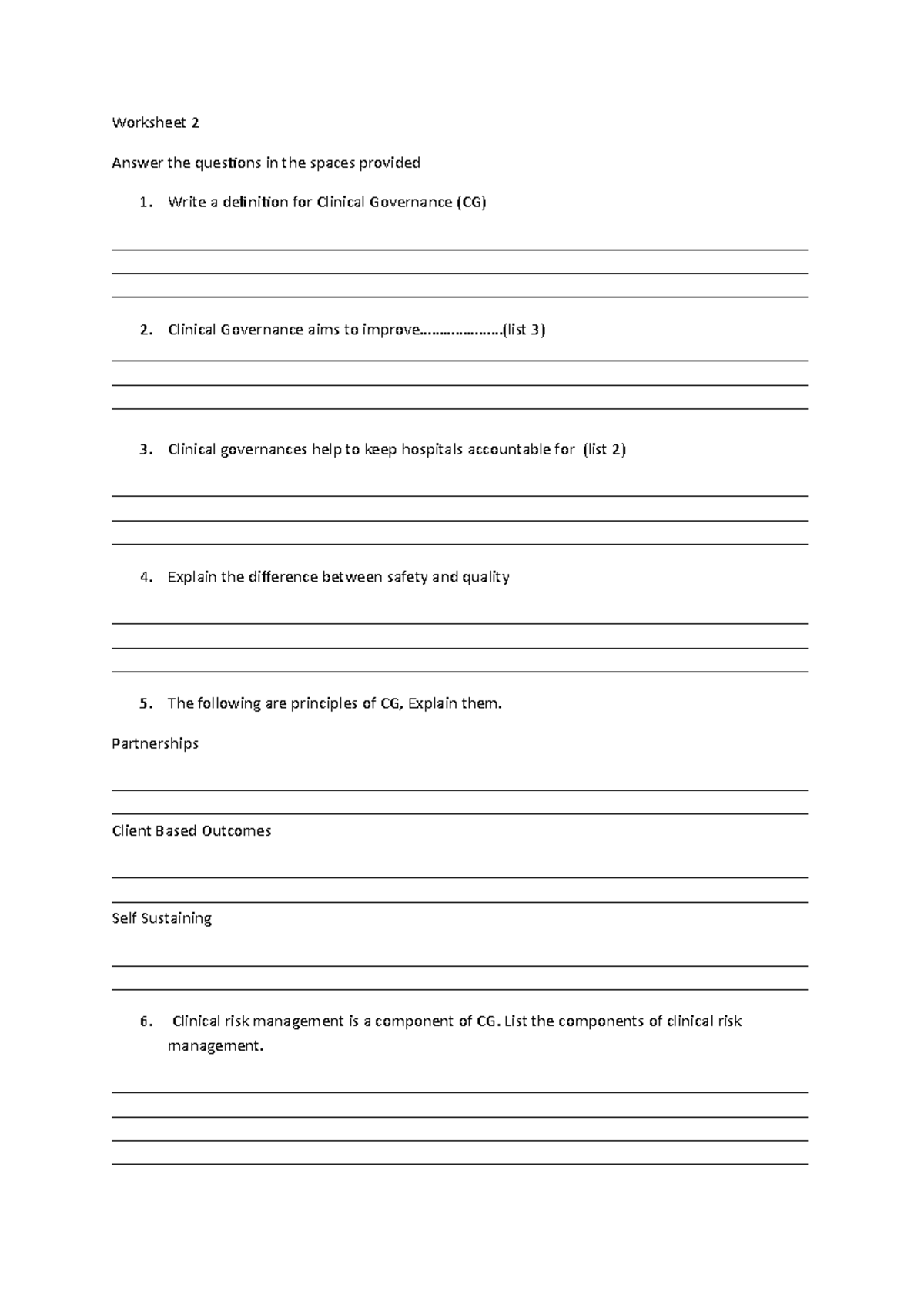 Worksheet 2 Week3 - Foundations of Nursing(NCS1201) - Worksheet 2 ...