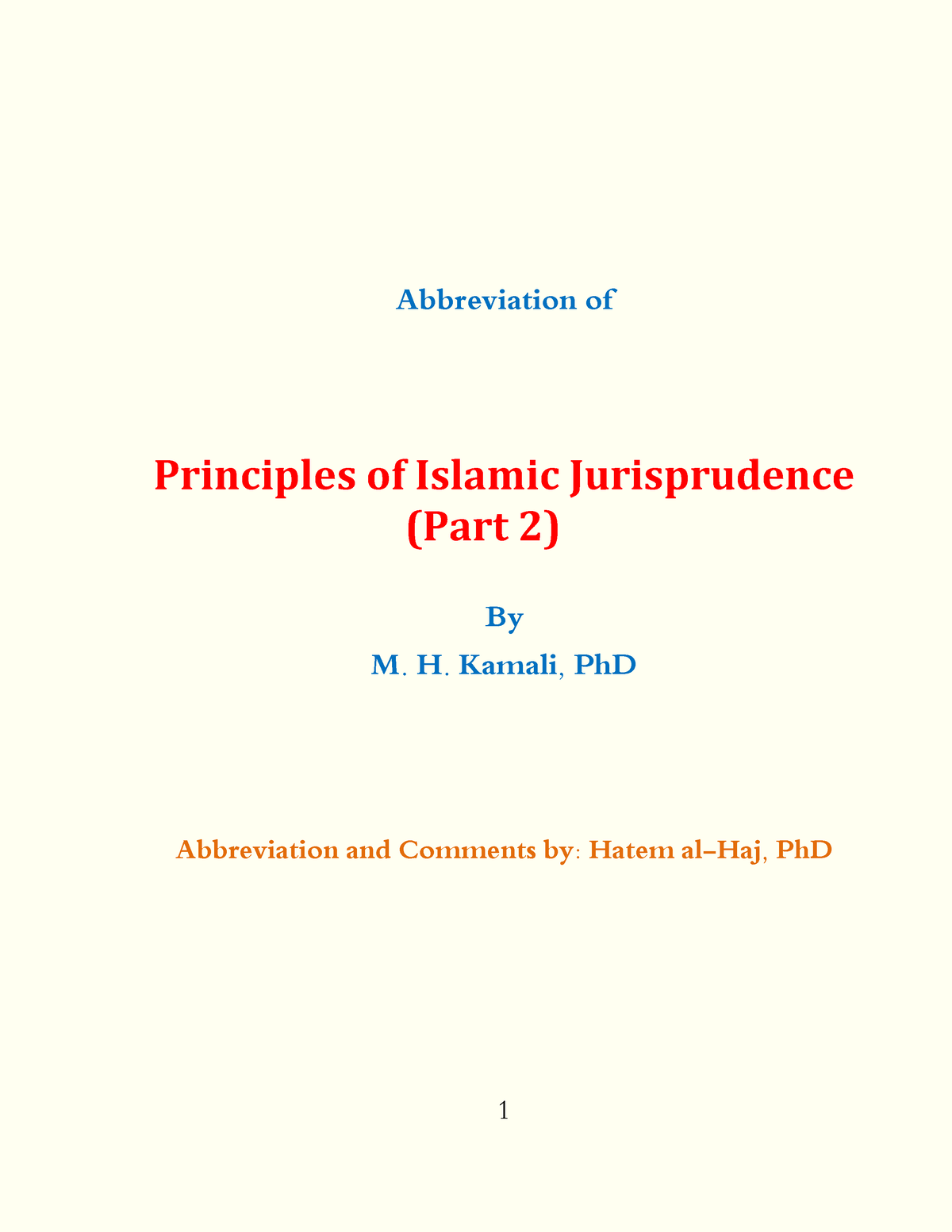 Principles Of Islamic Jurisprudence P2 - Shariah Law - MSU Main - Studocu