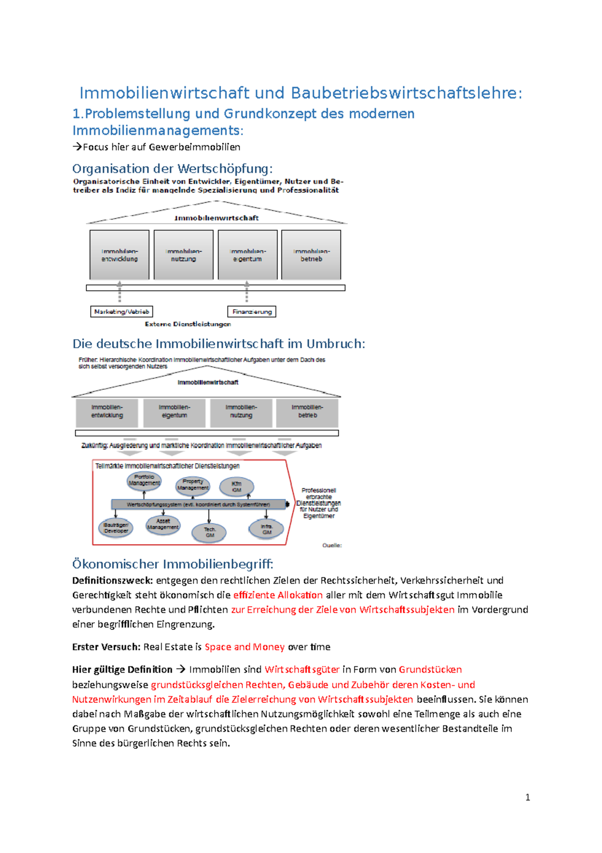 Immobilienwirtschaft Und Baubetriebswirtschaftslehre - Erster Versuch ...