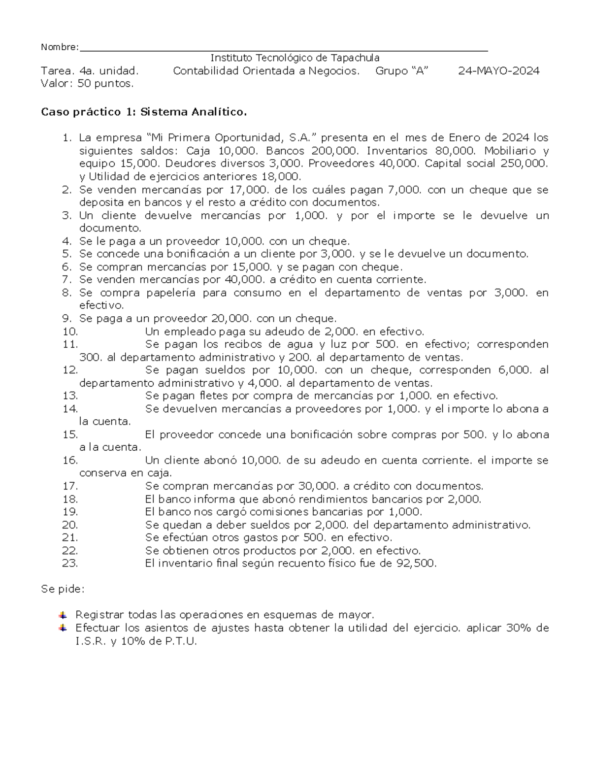2 Tarea Unidad 4 - casos prácticos de estados financieros de ...