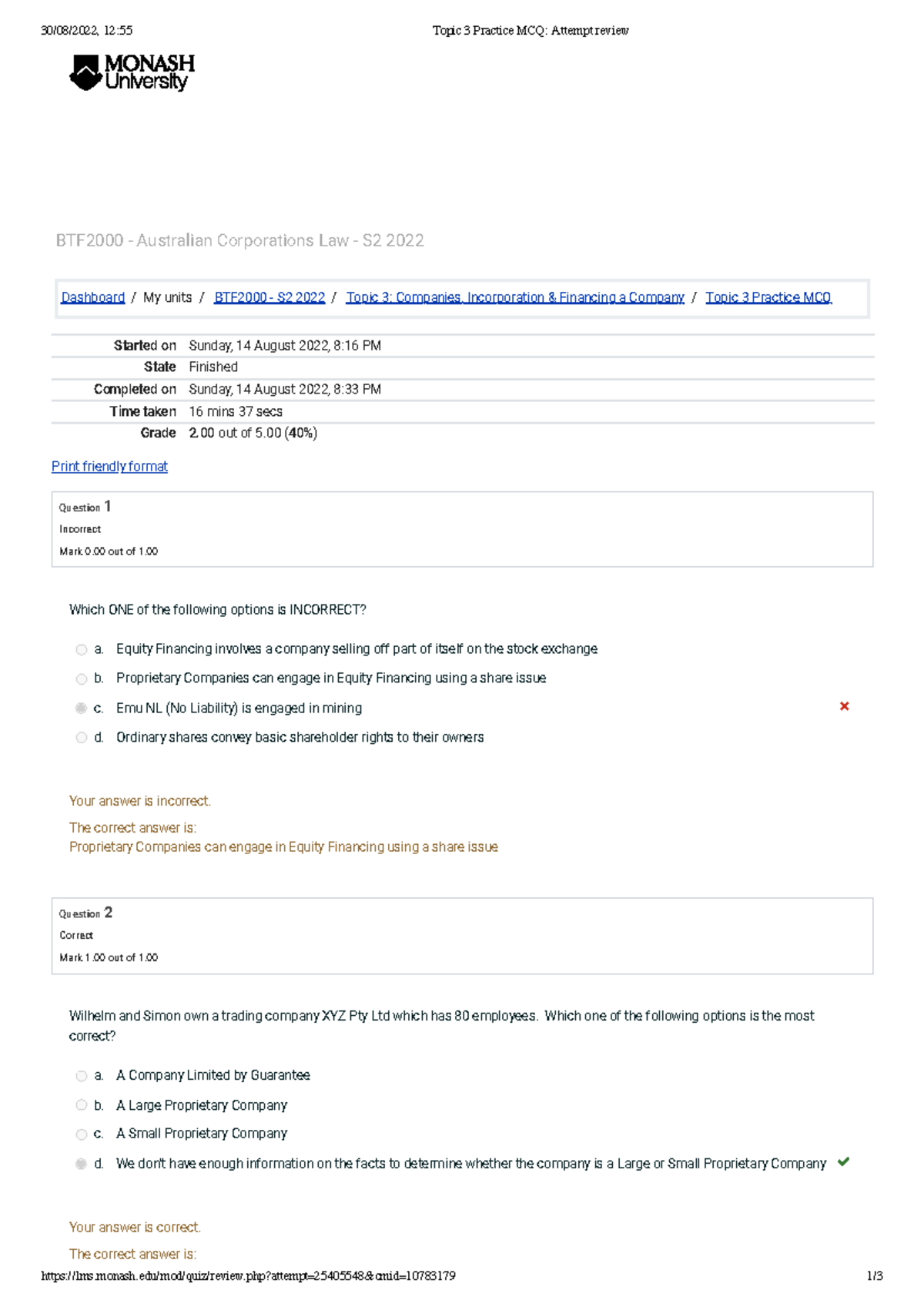 Topic 3 Practice MCQ Attempt review - 30/08/2022, 12:55 Topic 3 ...