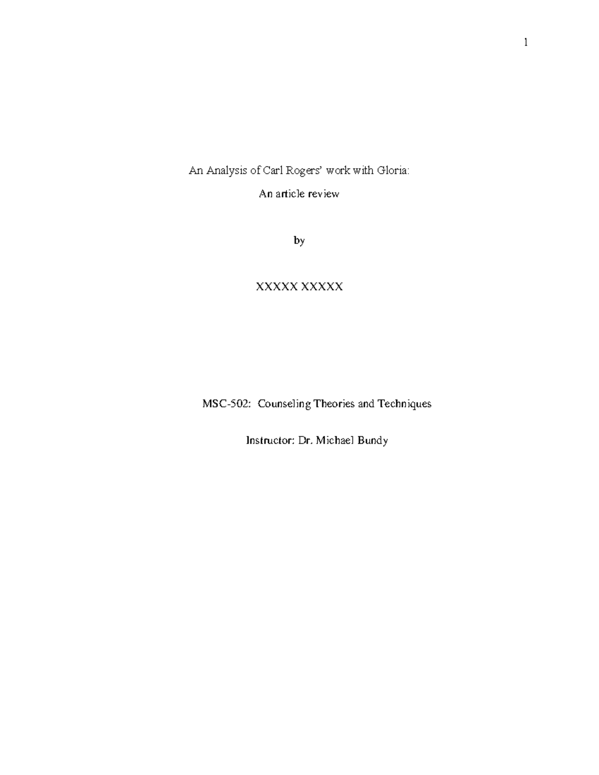 Counselling session GloriaRogers An Analysis of Carl Rogers’ work