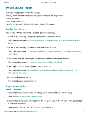 Physio Ex Exercise 9 Activity 2 - PhysioEx Lab Report Exercise 9: Renal ...