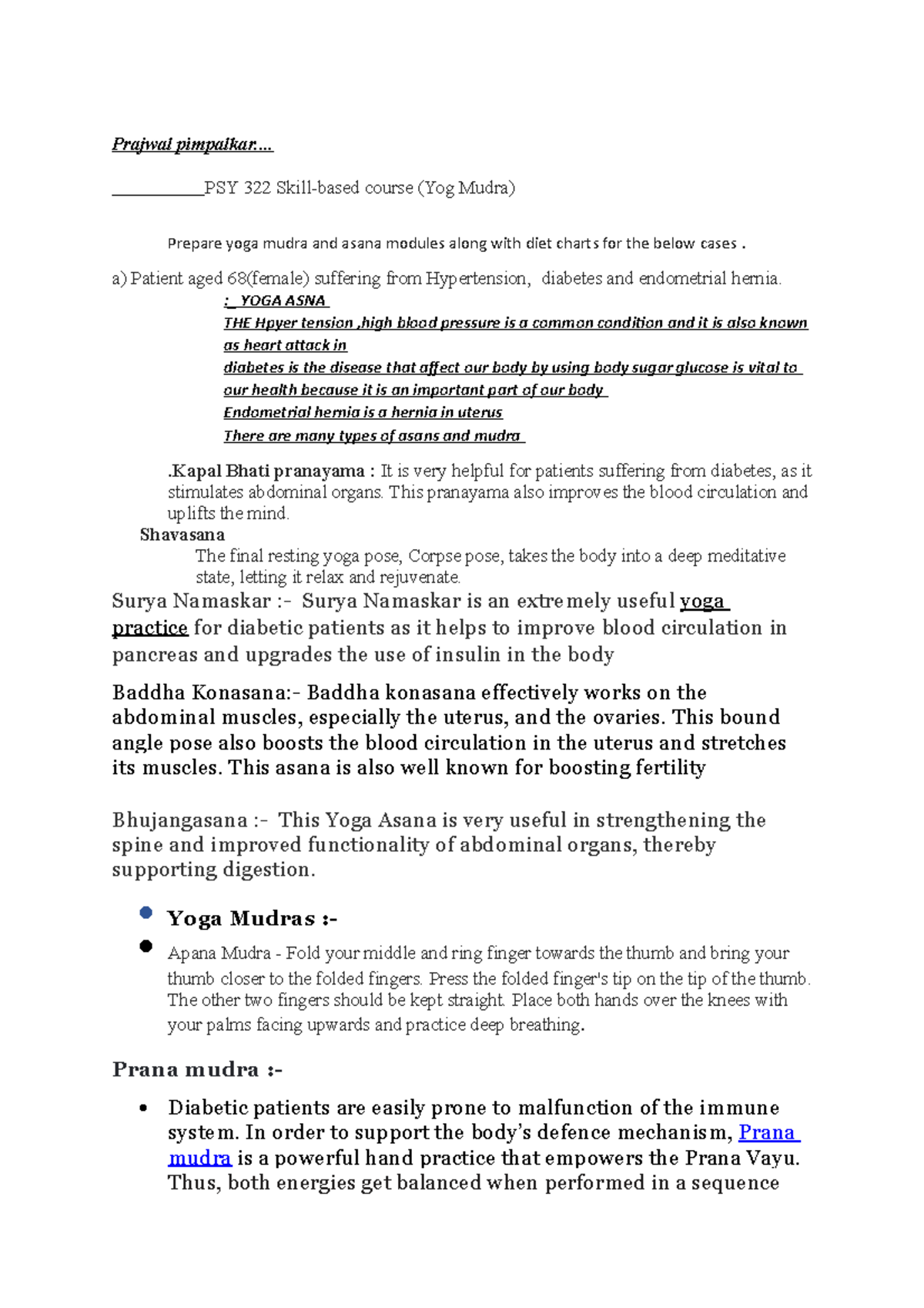 Document - Practical assignment - Prajwal pimpalkar.... PSY 322 Skill ...
