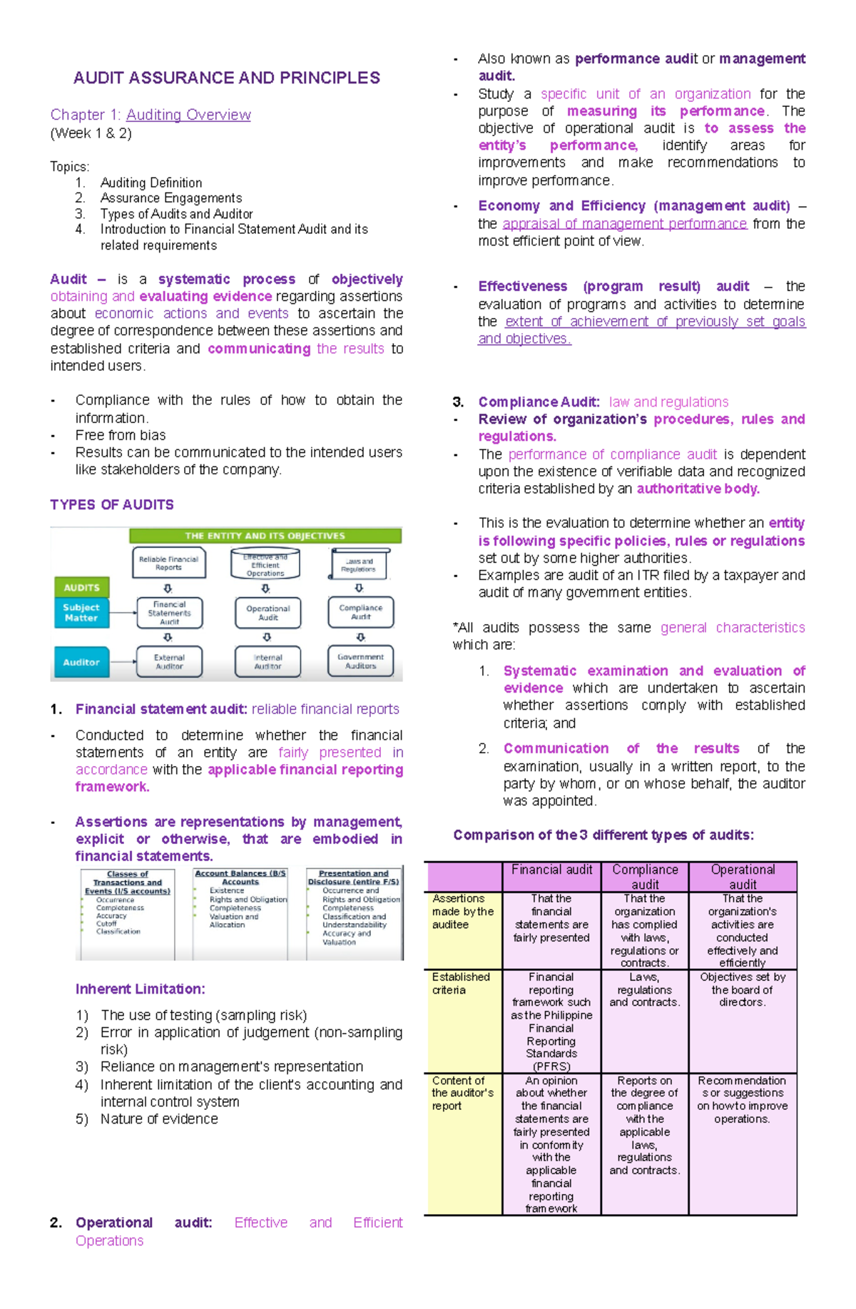 Audit Theory - AUDIT ASSURANCE AND PRINCIPLES Chapter 1: Auditing ...