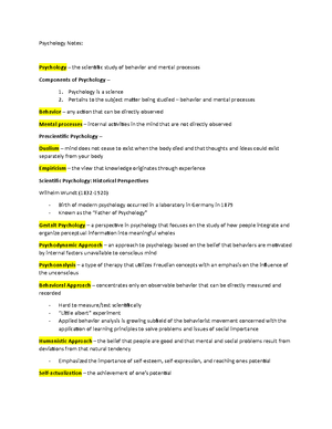 Psychology Notes #3 - Developmental Psychology – the study of the ...