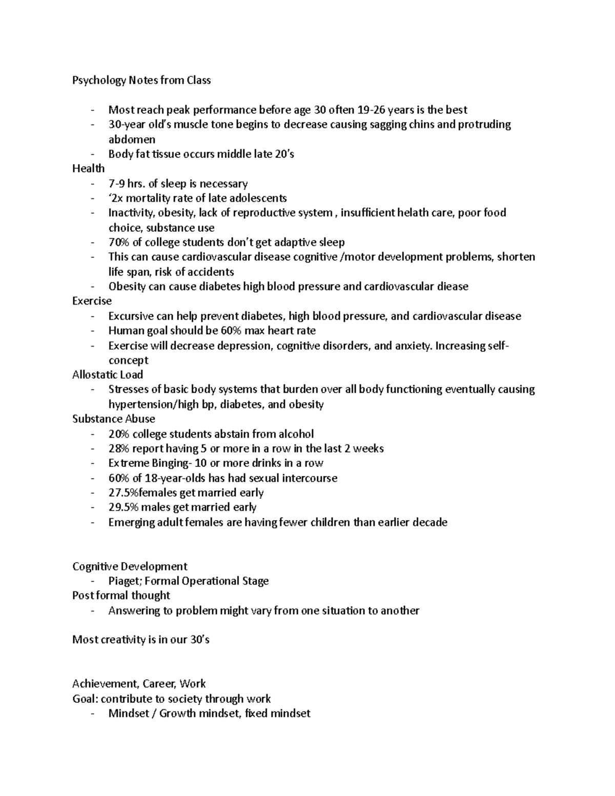 Psychology Notes from Class - Psychology Notes from Class Most reach ...