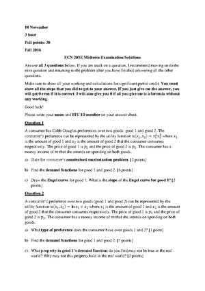 Midterm Exam Solutions Fall 2020 (1) - Intermediate Microeconomics ...