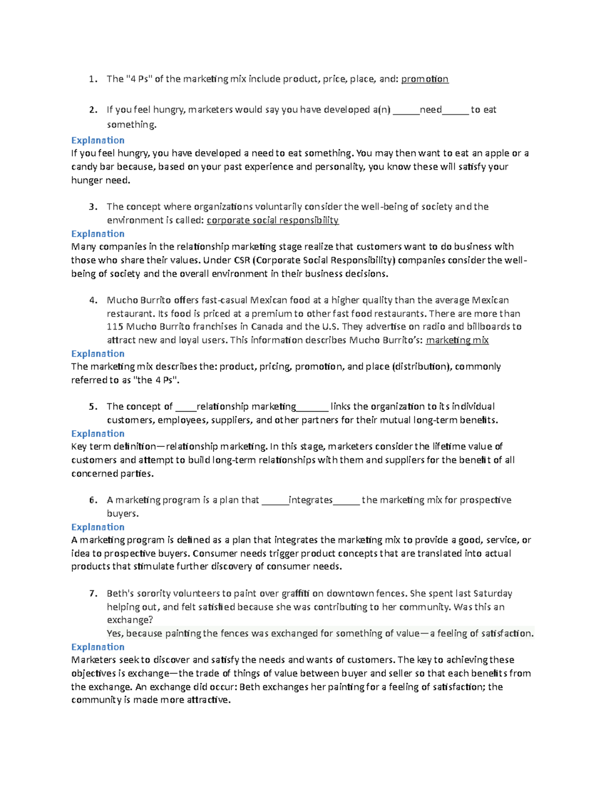 Mktg review - Lecture notes 1-7 - The "4 Ps" of the marketing mix ...