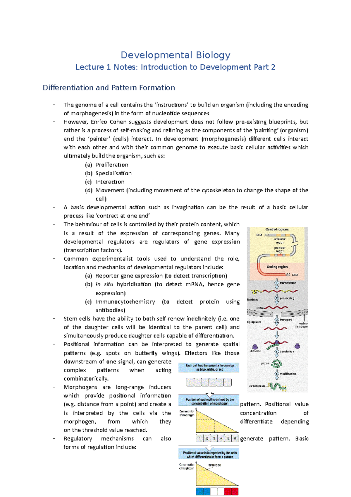 Lecture 1 Notes (Introduction To Development Part 2) - Developmental ...