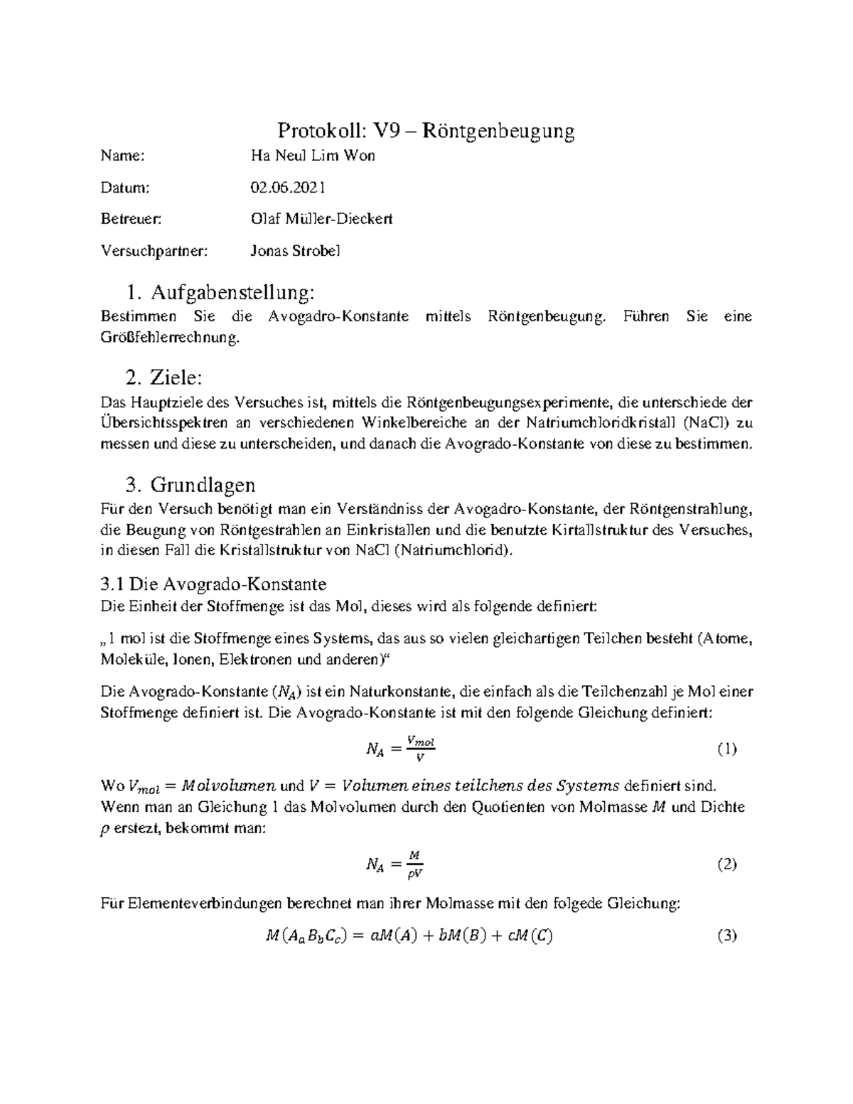 Physik Mit Experimenten - Physikalische Grundpraktikum V9 - Protokoll ...