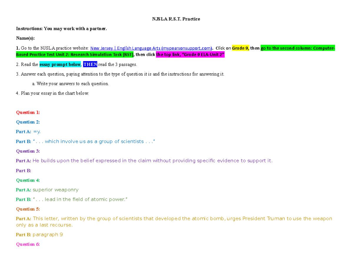 RST Njsla practice Testnav link and planning page NJSLA R.S. Practice