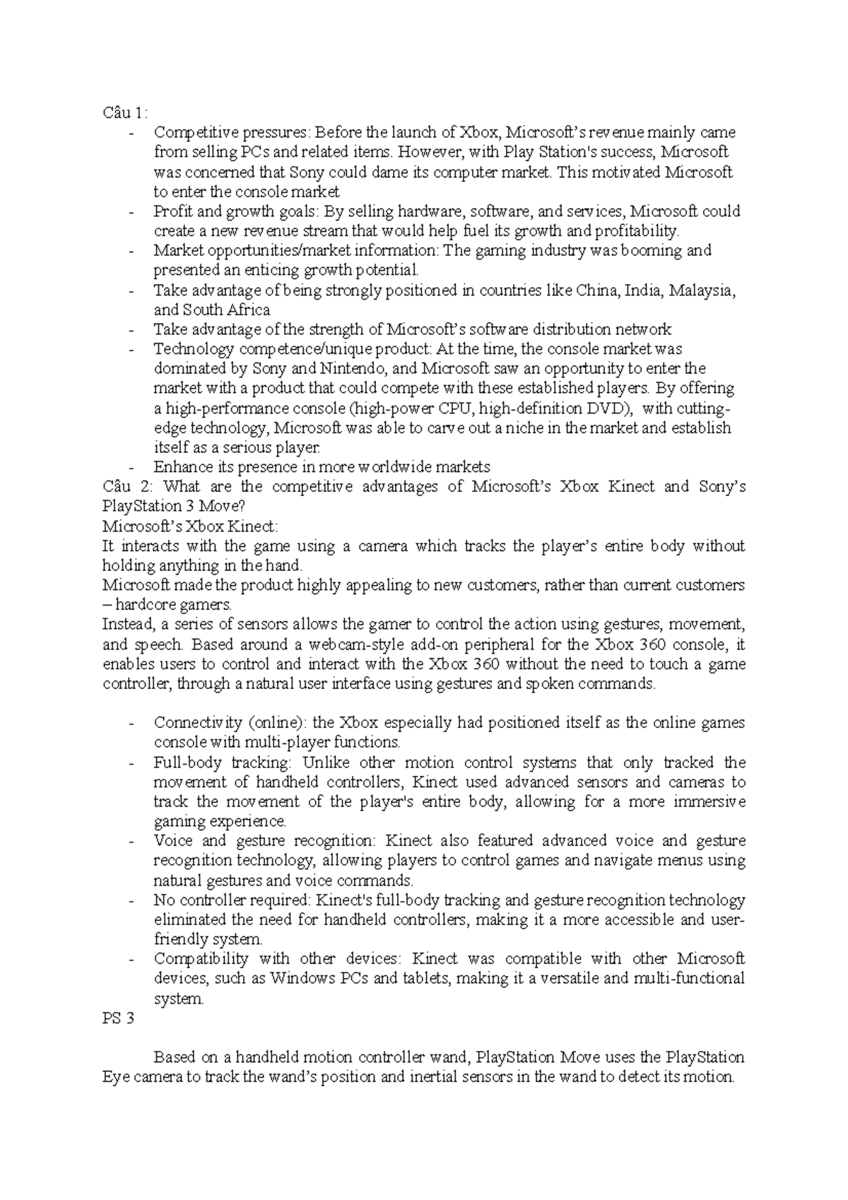 Midterm case study Nintendo - Câu 1: - Competitive pressures: Before ...