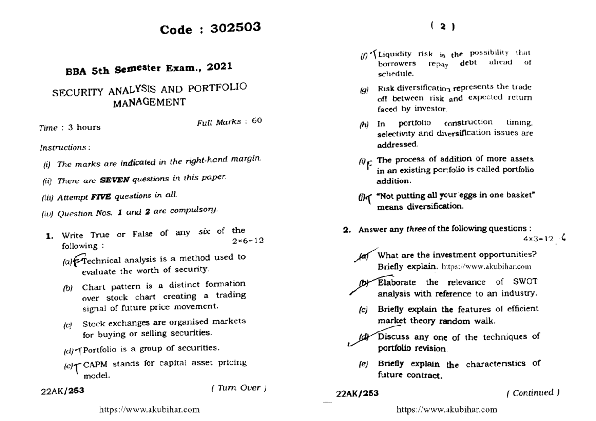 Bba 5 sem security analysis and portfolio management 302503 2021 - BBA ...
