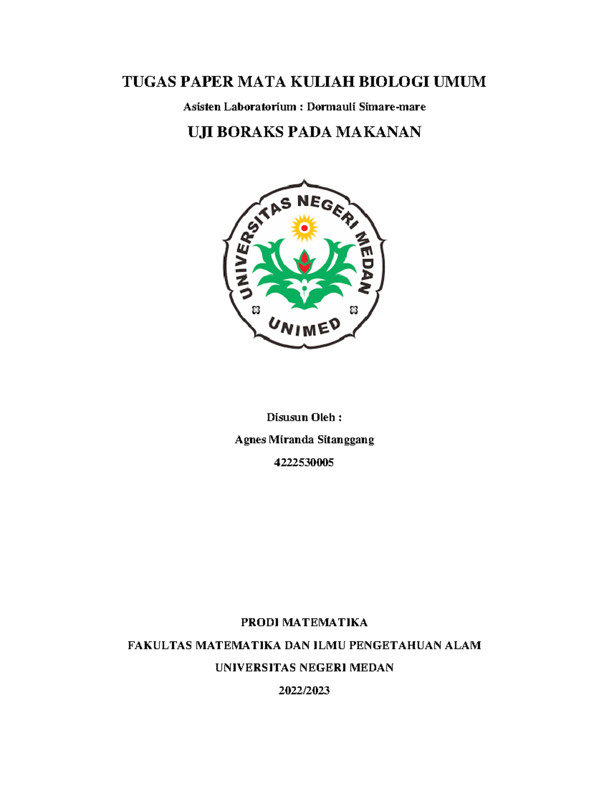 Tugas Paper MATA Kuliah Biologi UMUM 1 - TUGAS PAPER MATA KULIAH ...