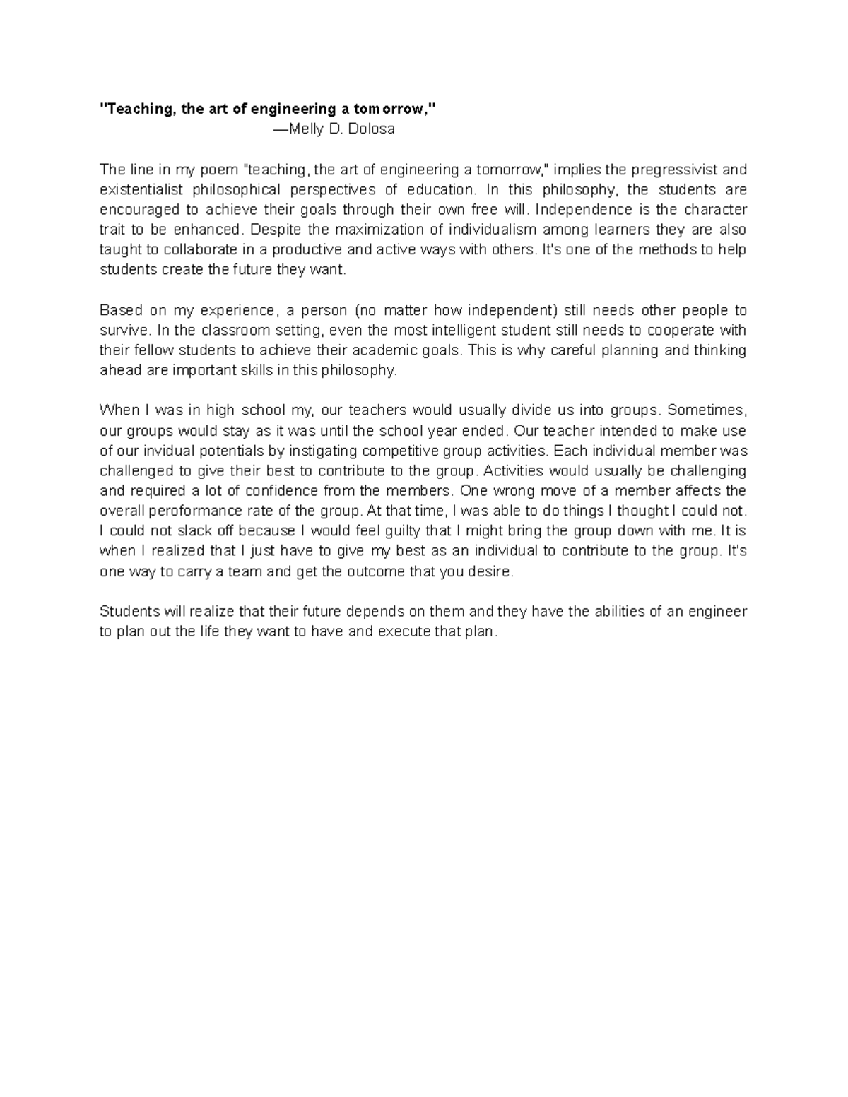 The art of engineering a tomorrow - 