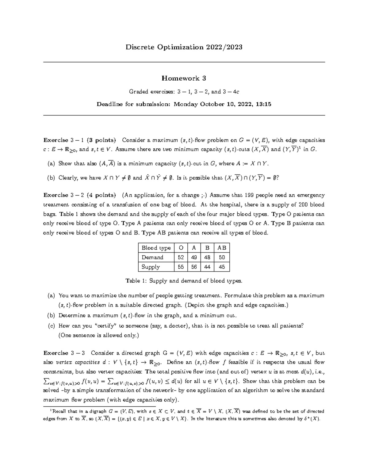 Discrete Optimization 2022 Homework 3 Assume there are two minimum