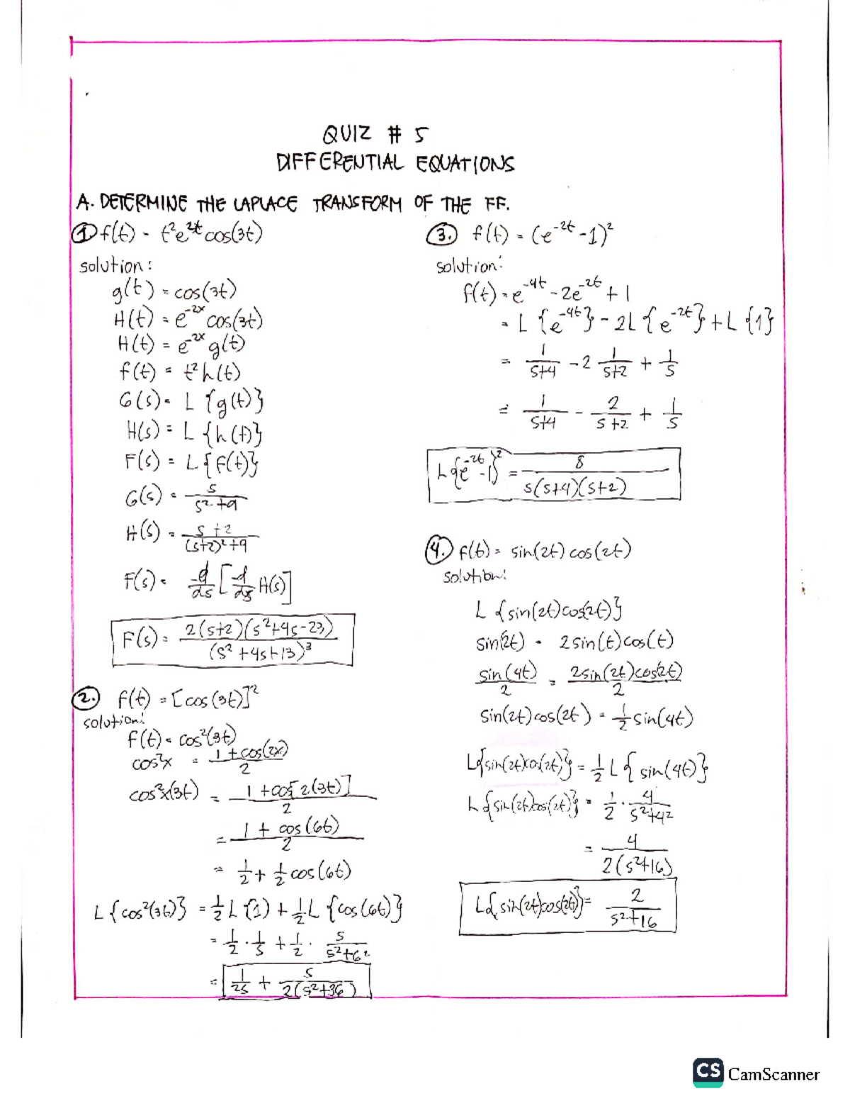 Differential Equations Quiz 5 Mechanical Engineering Studocu