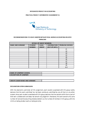 New Practical Project 1 Template - INTEGRATED PROJECT IN ACCOUNTING ...