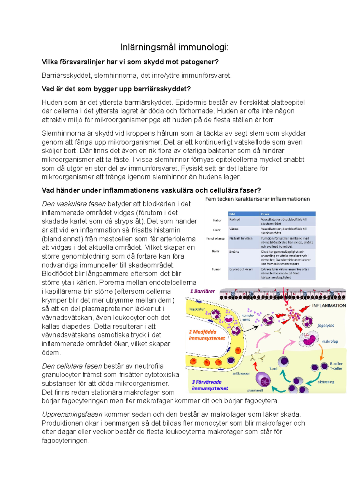 Inlärningsmål Immunologi - Inlärningsmål Immunologi: Vilka ...