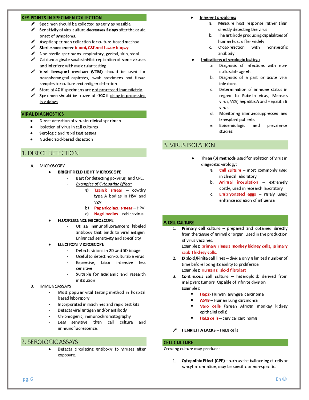 KEY Points IN Specimen Collection - pg. 6 En KEY POINTS IN SPECIMEN ...