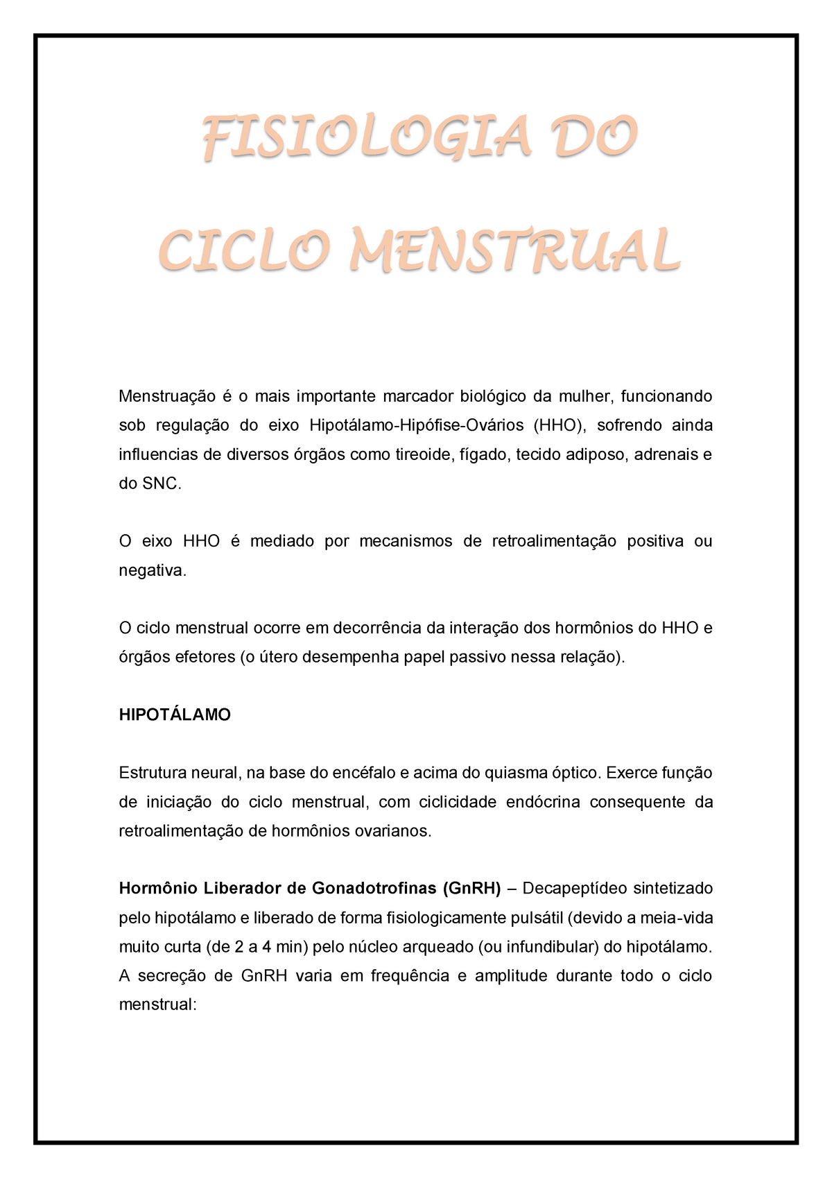 Fisiologia Do Ciclo Menstrual Fisiologia Do Ciclo Menstrual Menstruação é O Mais Importante 