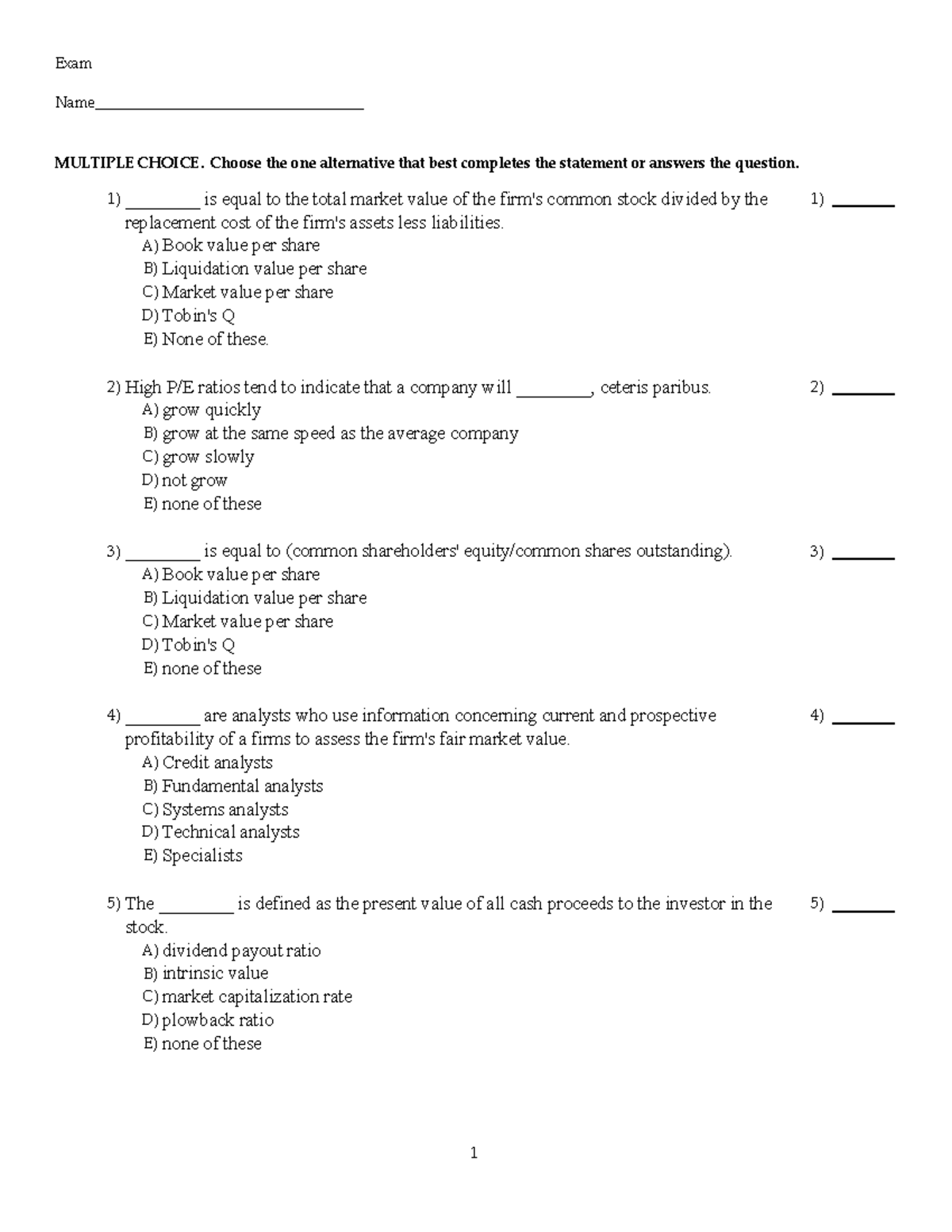 Tbank chapter 16 - Exam Name ...