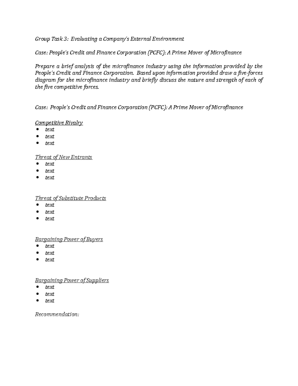 Group Task 3 (Evaluating A Company’s External Environment) - Based Upon ...