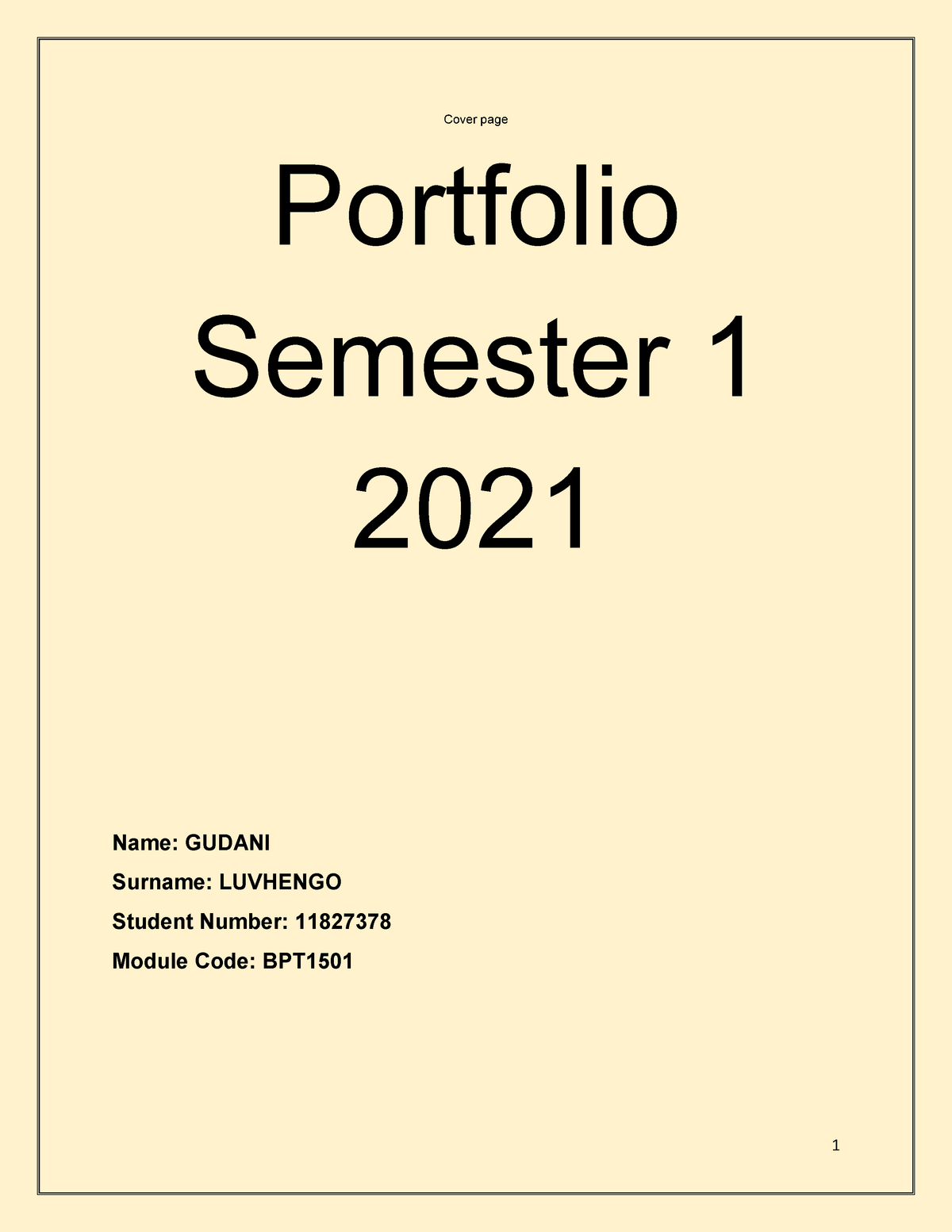 BPT 1501 Portfolio 2021 Cover Page Portfolio Semester 1 2021 Name   Thumb 1200 1553 