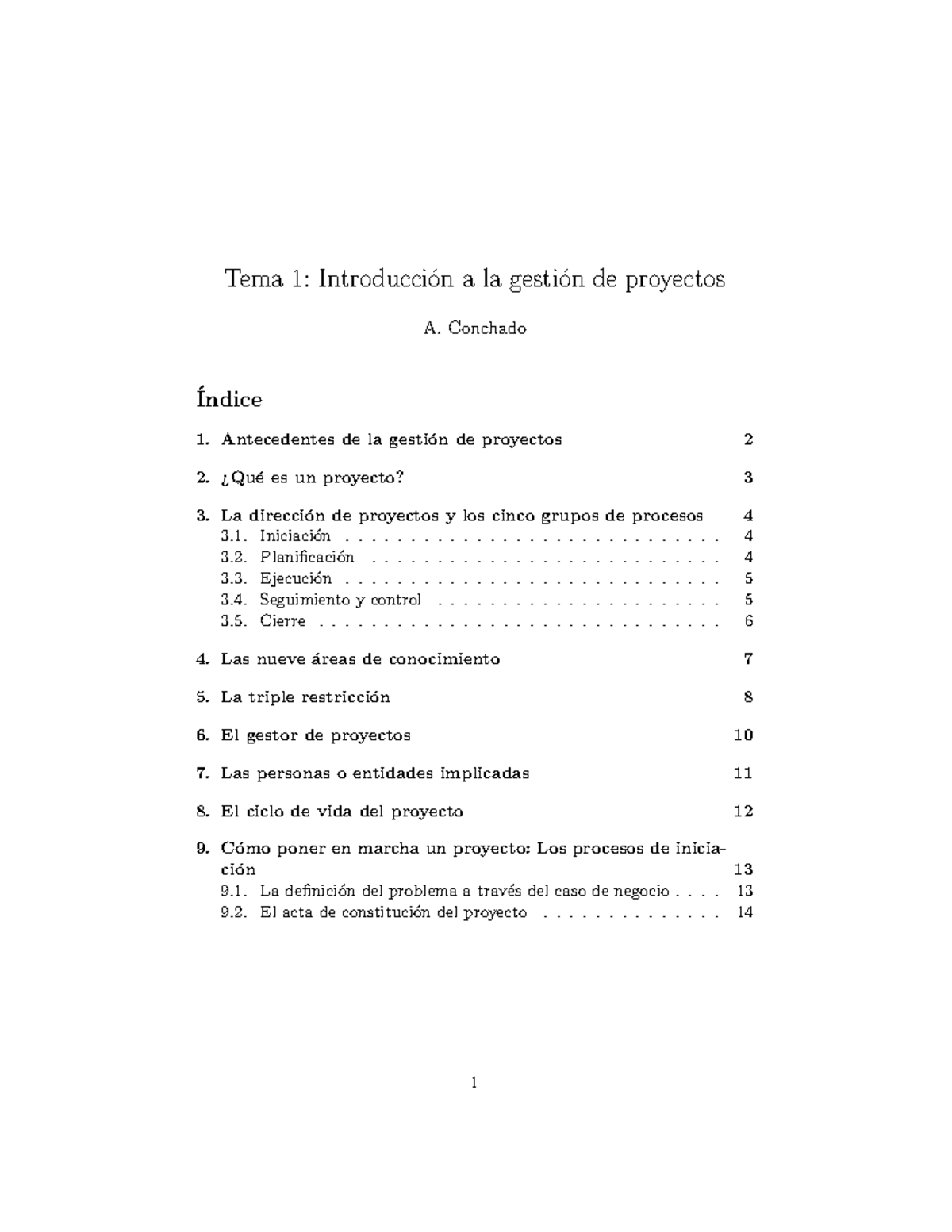 Apuntes Tema 1 Introduccion A La Gestion De Proyectos Tema 1