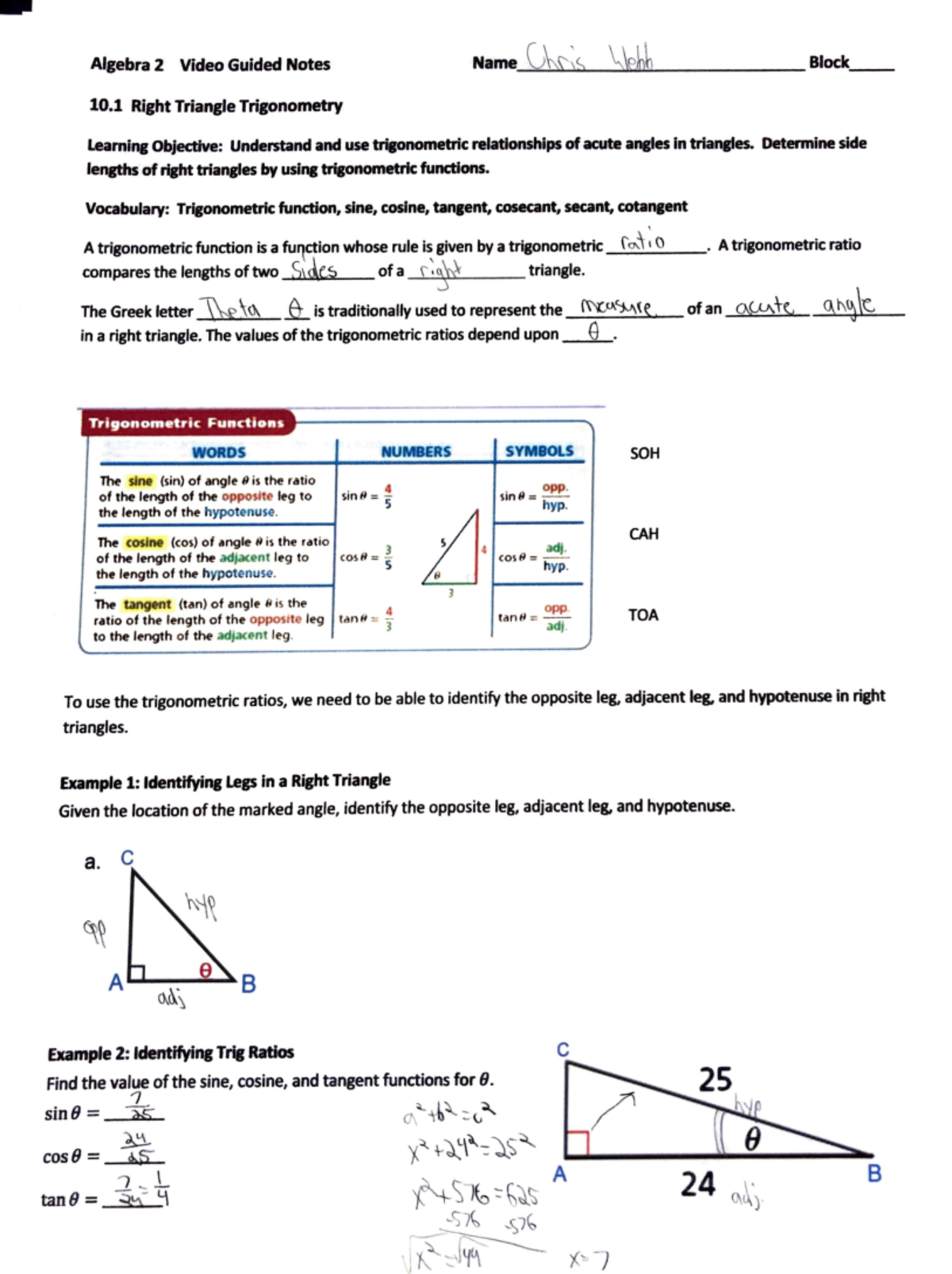 Adobe Scan Dec 16, 2020 - Algebra 2 Video Guided Notes 10 .1 Right ...