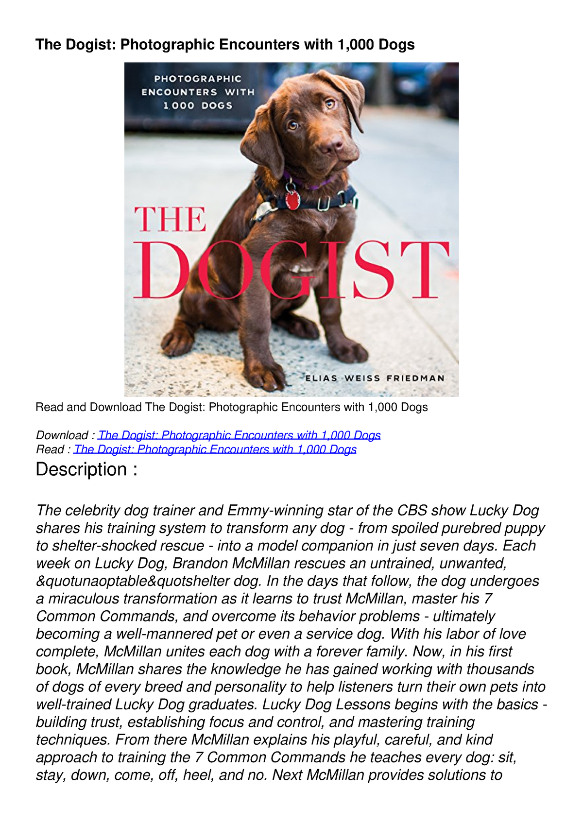 Download Book [PDF] The Dogist: Photographic Encounters with 1,000 Dogs ...