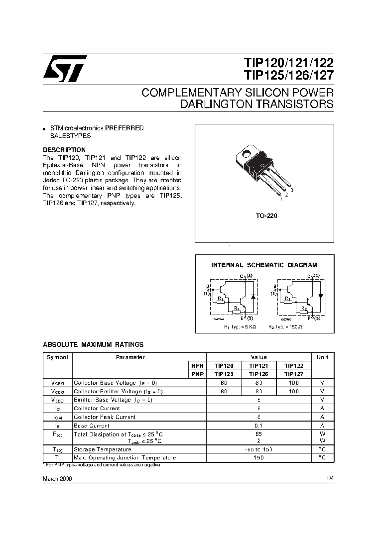 TIP120 - They are intented for use in power linear and switching ...