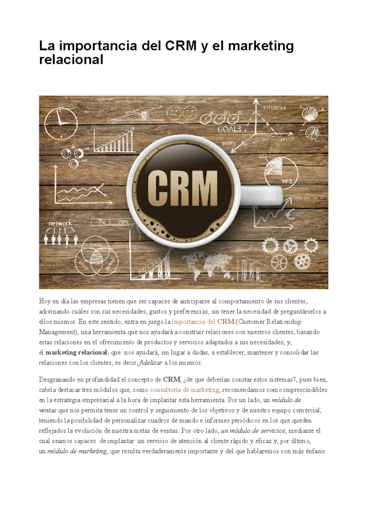 La importancia del CRM y el marketing relacional - En este sentido ...