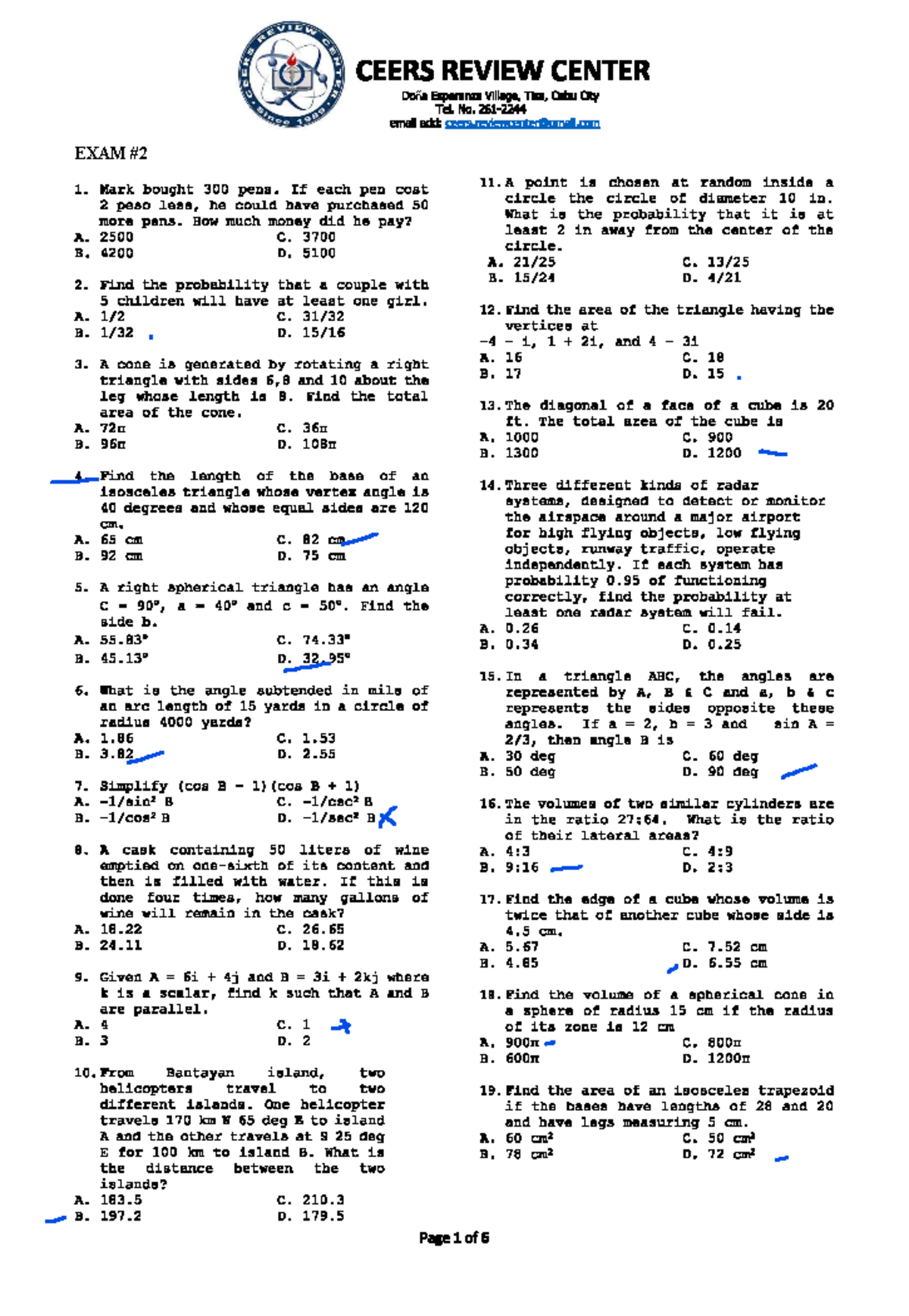 EXAM2 MATH REFRESHER BS in Electrical Engineering EXAM Studocu