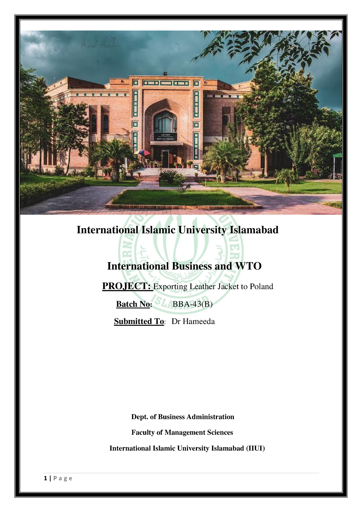 Project draft - International Islamic University Islamabad ...