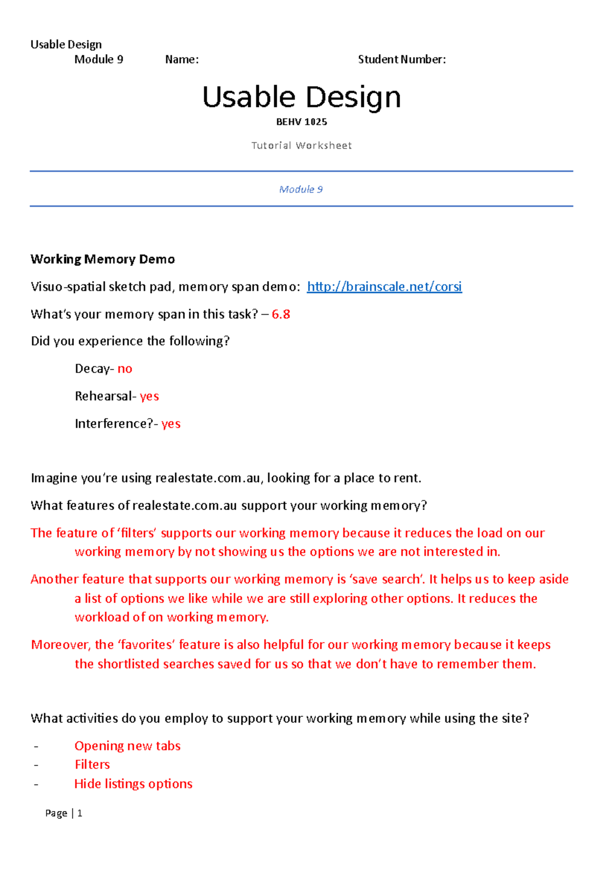 Module 9 Worksheet - Usable Design Module 9 Name: Student Number ...