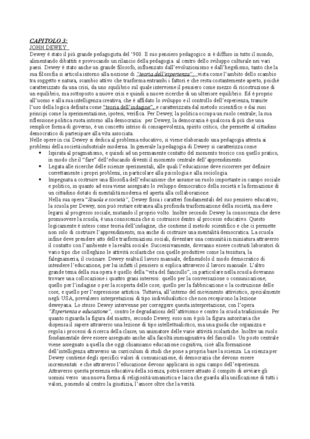 Capitolo 3 Le Pedagogie Del 900 Capitolo 3 John Dewey Dewey è Stato