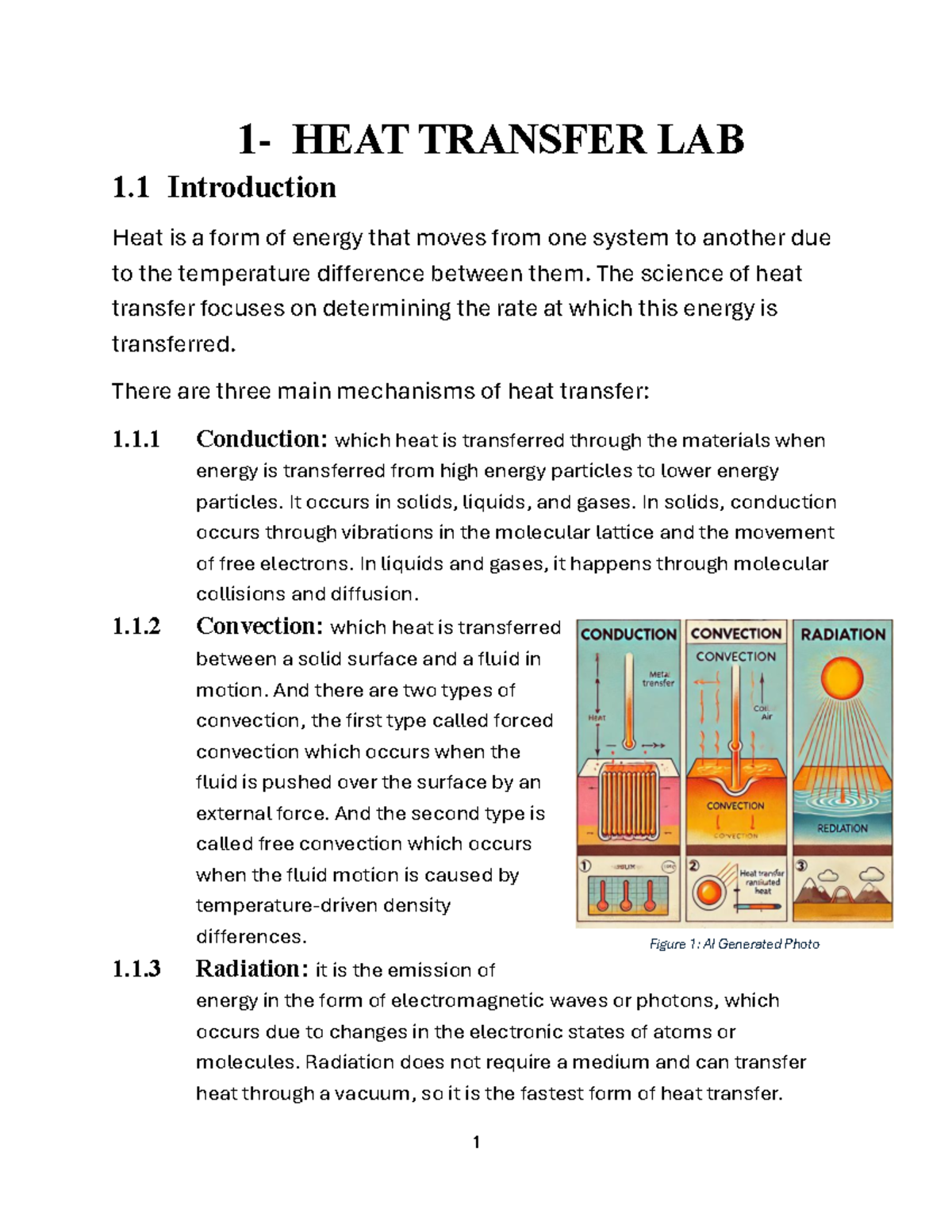 1-HEAT Transfer LAB - 1 - HEAT TRANSFER LAB 1 Introduction Heat is a ...