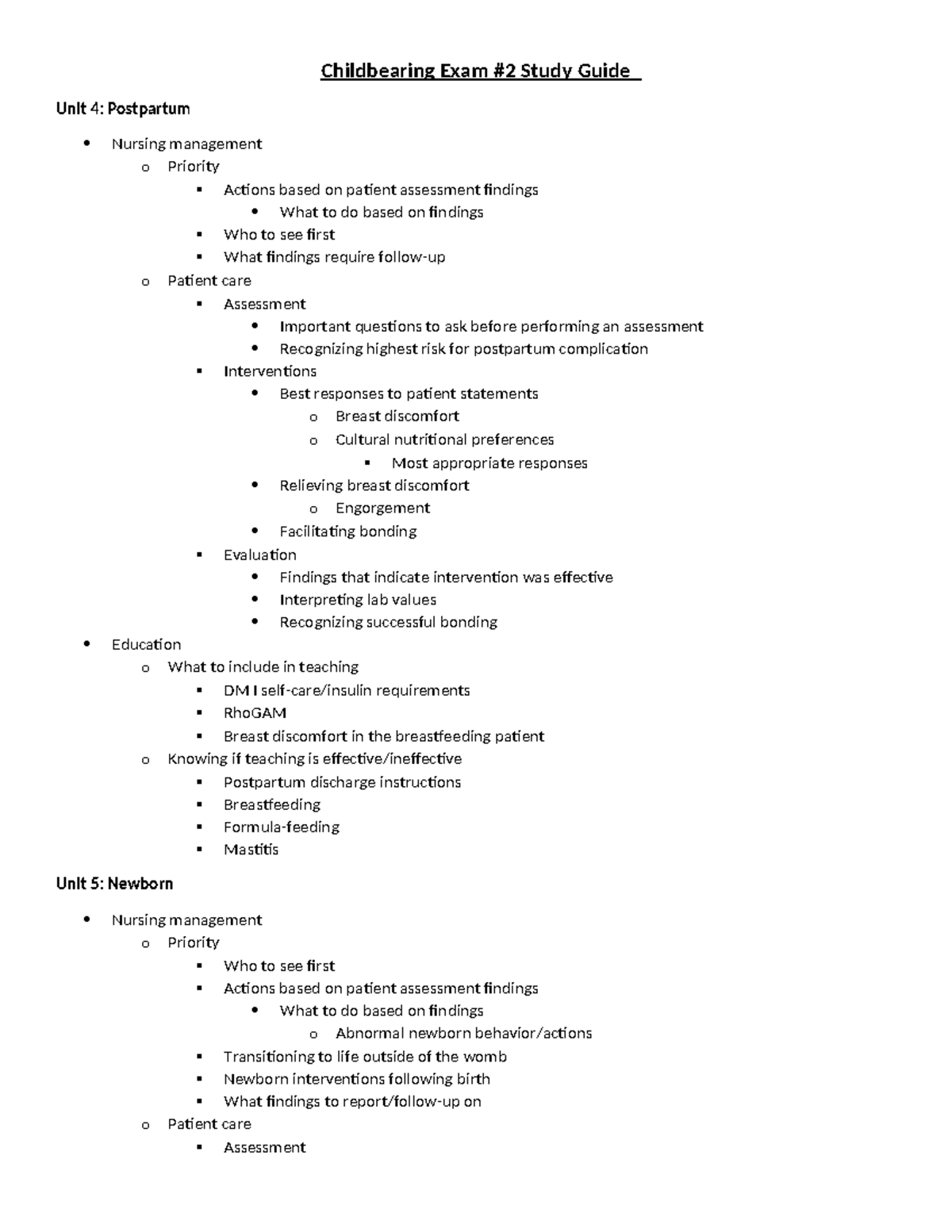 Childbearing+Exam+2+Study+Guide - Childbearing Exam #2 Study Guide Unit ...