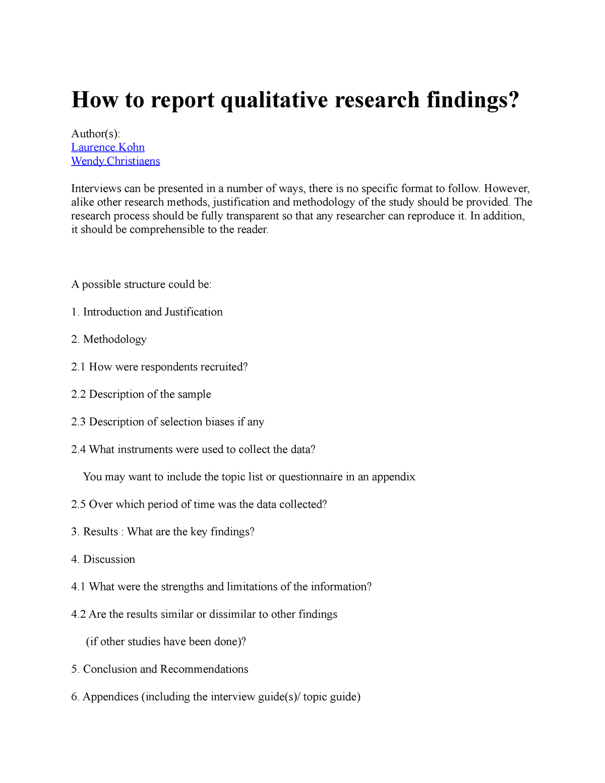 writing a qualitative research findings sample