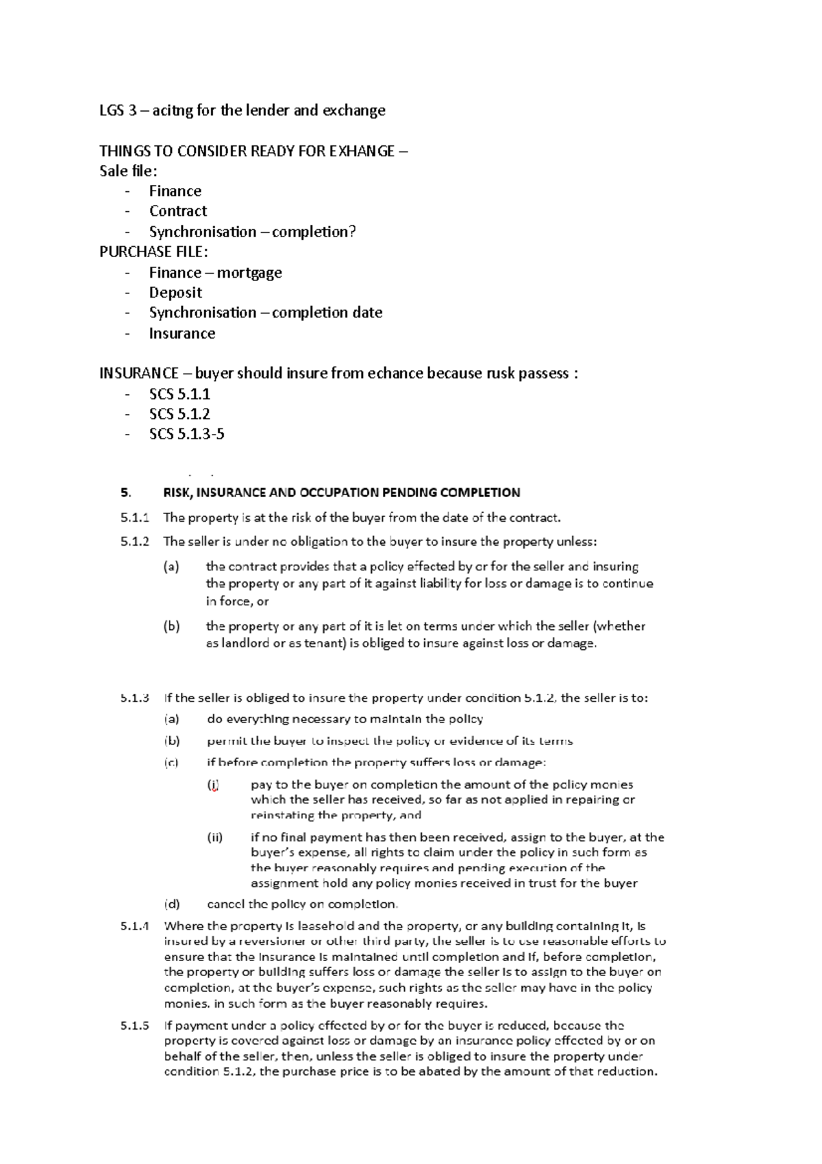 LGS 3 Conveyancing - work - LGS 3 – acitng for the lender and exchange ...