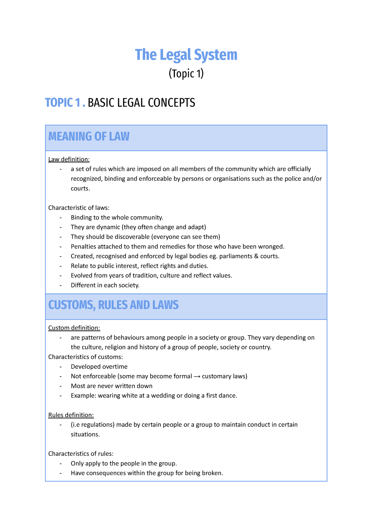 The Legal System - The Legal System (Topic 1) TOPIC 1. BASIC LEGAL ...