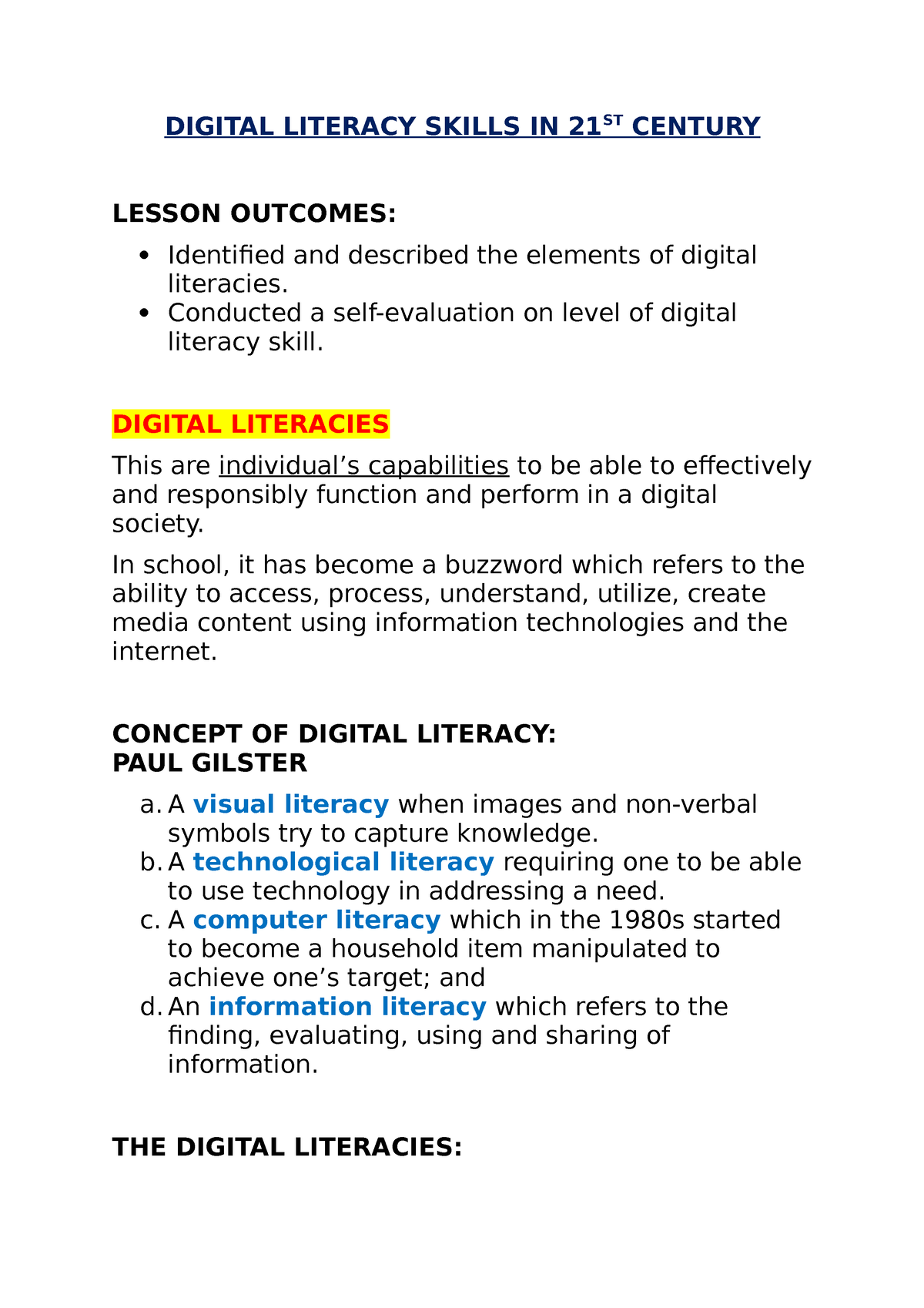 digital literacy skills in the 21st century essay