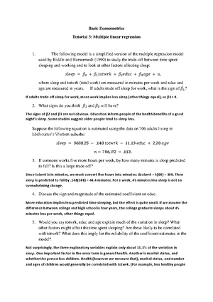 Basic Econometrics Tutorial 3 Solutions c-1 - Basic Econometrics ...