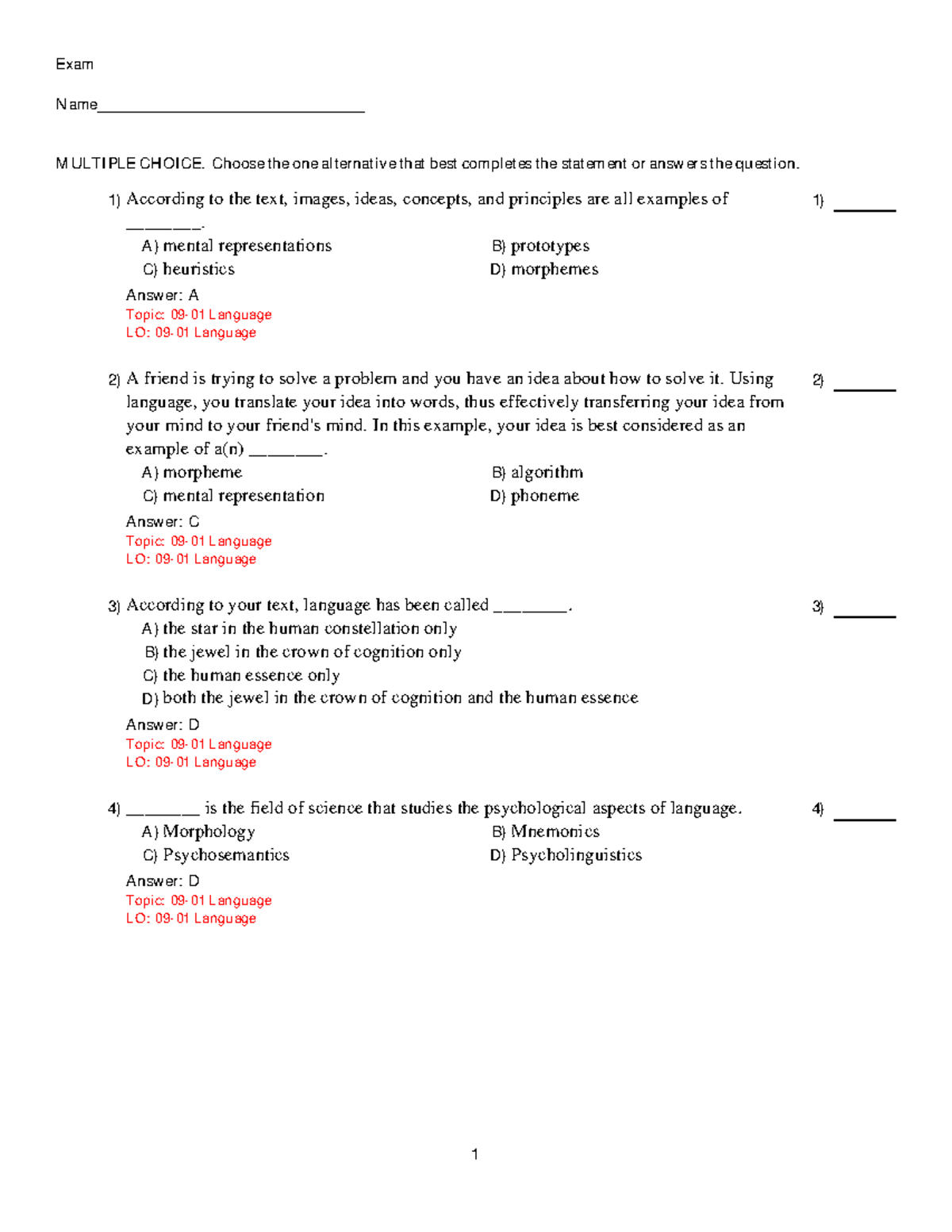 Samplepractice Exam 2017 Questions And Answers Exam Name 0760