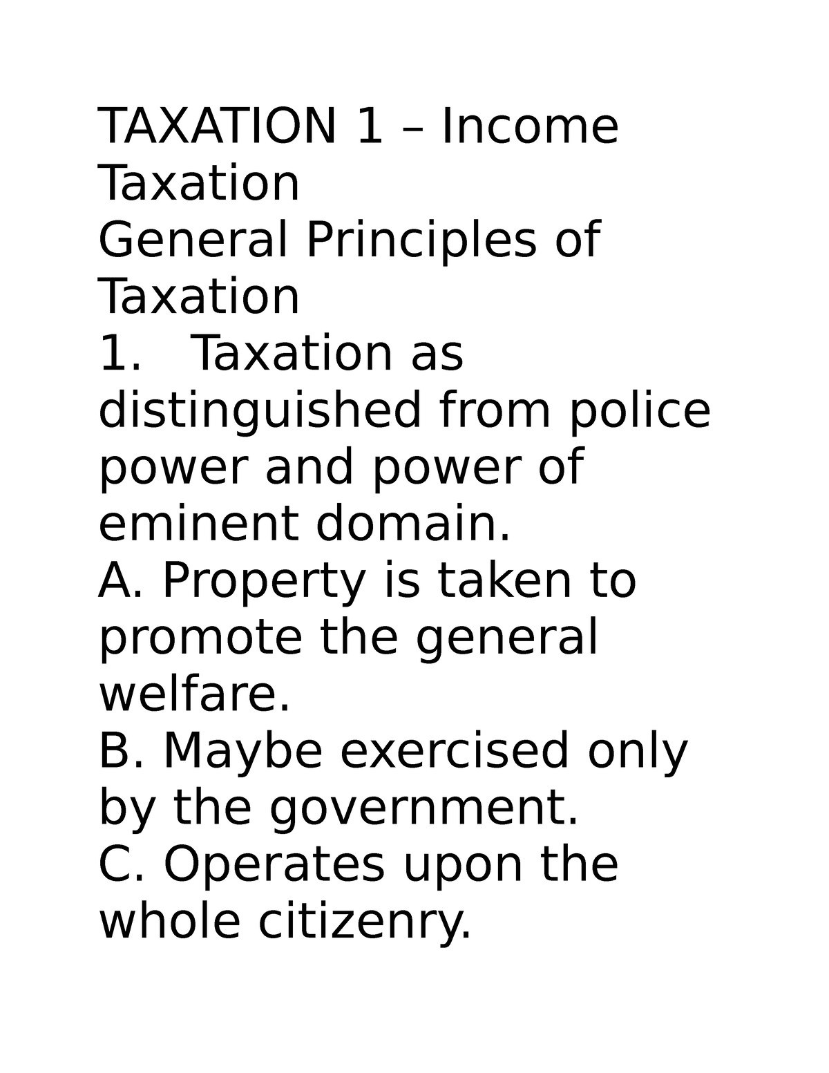 Taxation 1 - TAXATION 1 – Income Taxation General Principles Of ...